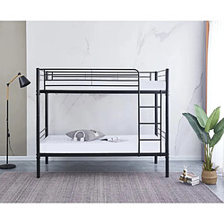 Homy France Lit superposé Séparable métal LUNA 1+1 90x190 cm sommier inclus noir