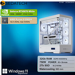 Sedatech PC Gamer XL White Edition • AMD Ryzen 9 9900X • RTX5070 • 32Go DDR5 • 2To SSD M.2 • Windows 11