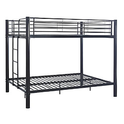 Homy France Lit superposé 4 places 2+2 COLOSSE 140x190 cm sommier inclus noir