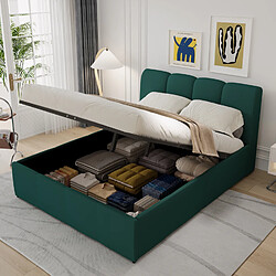 Concept Usine Lit nuage coffre 140x190cm velours vert BALTIMORE