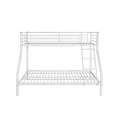 Homy France Lit superposé 3 places 2+1 métal COSTO sommier inclus blanc