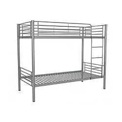 Homy France Lit superposé Séparable métal LUNA 1+1 90x190 cm sommier inclus gris