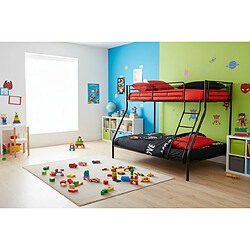 Homy France Lit superposé 3 places en métal noir 90x190 140x190 cm COSTO