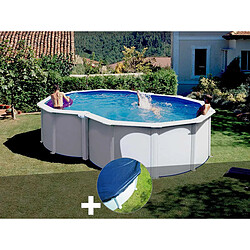 Kit piscine acier blanc Gré Varadero en huit 5,05 x 3,45 x 1,22 m + Bâche hiver