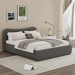 Acheter Concept Usine Lit coffre 140x190cm design arrondi velours côtelé gris PLANO