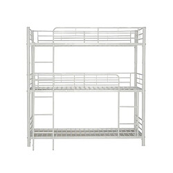 Homy France Lit superposé en métal TRIPLE 3 couchages 90x190 cm Blanc