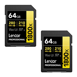 LEXAR Pack de 2 Cartes SD Pro Gold Series UHS-II 1800x 64Go V60