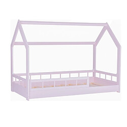 Velinda Lit cabane avec barrières160x80 rose pastel
