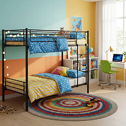 Homy France Lit superposé séparable métal noir 2x90x190 cm LUNA