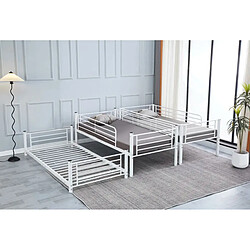 Acheter Homy France Lit superposé métal 3 couchages 90x190 cm Blanc TRIPLE