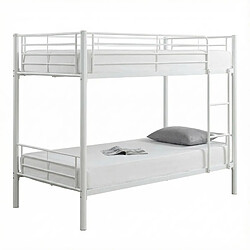 Homy France Lit superposé Séparable métal LUNA 1+1 90x190 cm sommier inclus blanc