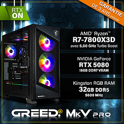 Avis GREED - MK5 Pro - PC Gamer - AMD Ryzen 7 7800X3D - RTX 5080 - 32GO DDR5 - Watercool