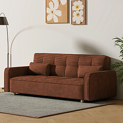 Avis Concept Usine Canapé scandinave convertible 3 places en velours côtelé terracotta COPENHAGUE