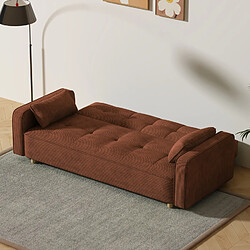 Concept Usine Canapé scandinave convertible 3 places en velours côtelé terracotta COPENHAGUE pas cher