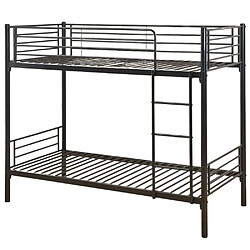Homy France Lit superposé Séparable métal LUNA 1+1 90x190 cm sommier inclus noir