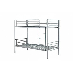 Homy France Lit superposé séparable métal 2 couchages 90x190 cm Gris LUNA