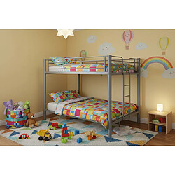 Acheter Homy France Lit superposé 4 personnes métal gris 140x190 cm sommier inclus COLOSSE