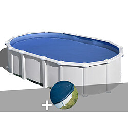 Kit piscine acier blanc Gré Haïti ovale 6,34 x 3,99 x 1,32 m + Bâche hiver