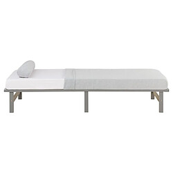 Homestyle4U Lit simple 90x200 matelas bois gris