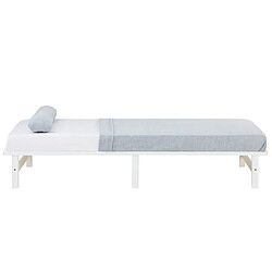 Homestyle4U Lit simple 90x200 matelas bois blanc