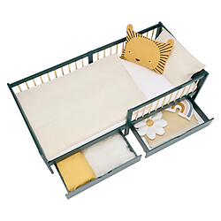 Homestyle4U Lit simple 90x200 matelas 2 tiroirs vert enfant