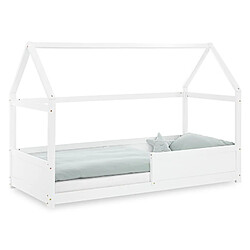 Homestyle4U Lit enfant 90x200 cabane barrières Montessori