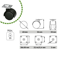 AMIG | Lot de 4 roulettes 1500 | Ø40 mm | Nylon | Noir pas cher
