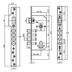 Amig serrure encastrée à clé - Chromé mat