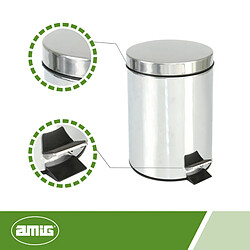 Acheter AMIG | Poubelle en acier inoxydable avec pédale BAKO | Ø25 x 39 cm | Acier inoxydable | Satin