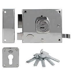 AMIG | Serrure en applique et verrous 73 | 100 x 85 mm | Acier | Chromé brillant - Gauche