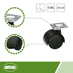 Acheter AMIG | Lot de 4 roulettes 1500 | Ø40 mm | Nylon | Noir