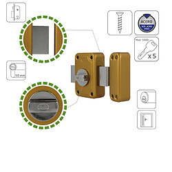 Acheter AMIG | Serrure en applique et verrous 80 | 96 x 66 mm | Acier | Émaillé or