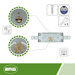 AMIG | Serrure encastrée 643 | 15 mm | Acier | Zingué