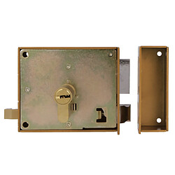 AMIG | Serrure en applique et verrous 73 | 100 x 85 mm | Acier | Émaillé or - Gauche