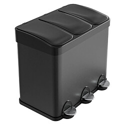 Acheter AMIG | Tripler poubelle de recyclage avec pédale RECIK3 | 60 x 37 x 49 cm | Acier | Noir mat