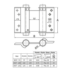 AMIG | Charnière va-et-vient double action 3037 | 100 x 126 mm | Acier | Laitonné verni pas cher