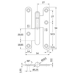 Acheter AMIG | Paumelle 405 | 95 x 52 x 2 mm | Acier | Laqué doré - Gauche