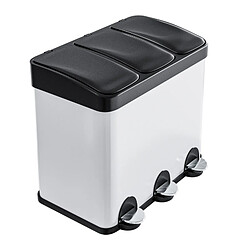 Acheter AMIG | Tripler poubelle de recyclage avec pédale RECIK3 | 60 x 37 x 49 cm | Acier | Blanc