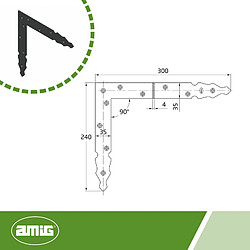Avis AMIG | Equerre qc 8510 | 300 x 240 mm | Acier | Noir - Droite