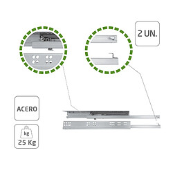 AMIG | Coulisse pour tiroir amortis 40 | 400 mm | Acier | Zingué