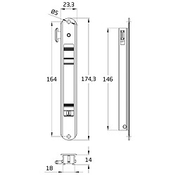 AMIG | Fermeture à encastrer 3650 | 174 x 23 mm | Aluminium | Noir pas cher