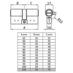 Amig Cylindre de serrure double entrée - Chrome mat pas cher