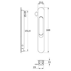 AMIG | Fermeture à encastrer 3700 | 169 x 23 mm | Aluminium | Blanc pas cher