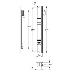 AMIG | Fermeture à encastrer 3600 | 174 x 23 mm | Aluminium | Noir pas cher