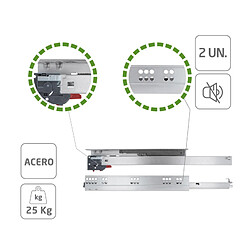 AMIG | Coulisse pour tiroir amortis 42 | 350 mm | Acier | Zingué