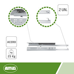 Avis AMIG | Coulisse pour tiroir amortis 40 | 350 mm | Acier | Zingué