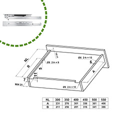 AMIG | Coulisse pour tiroir à bille - Push Open 45 | 450 mm | Acier | Zingué pas cher