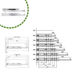 Acheter AMIG | Coulisse pour tiroir à bille - Push Open 45 | 450 mm | Acier | Zingué