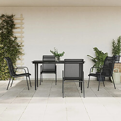 vidaXL Ensemble à manger de jardin 5 pcs noir textilène et acier