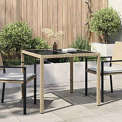vidaXL Table de jardin pour repas Beige 90 x 90 x 75 cm polyrotin
